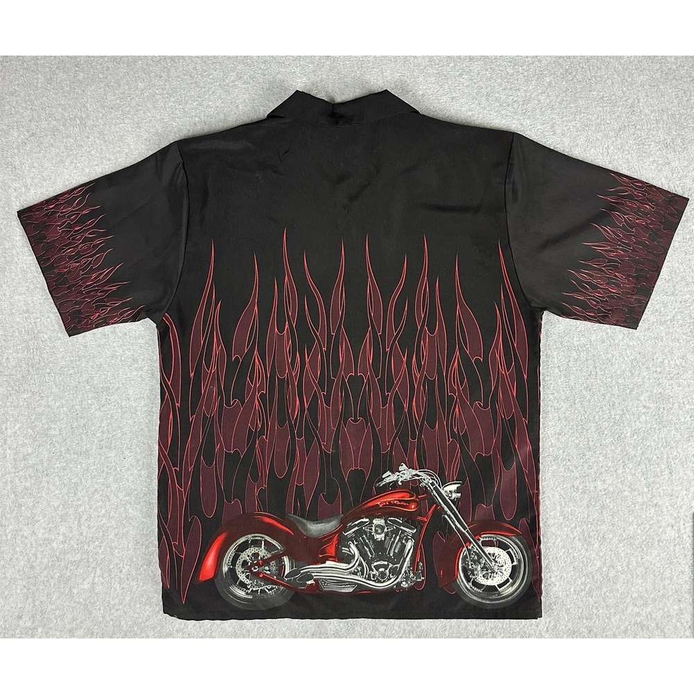 Vtg Star Motorcycles Shirt Men's Size XL Flame Dice High Rollers VTG Biker - Picture 8 of 8